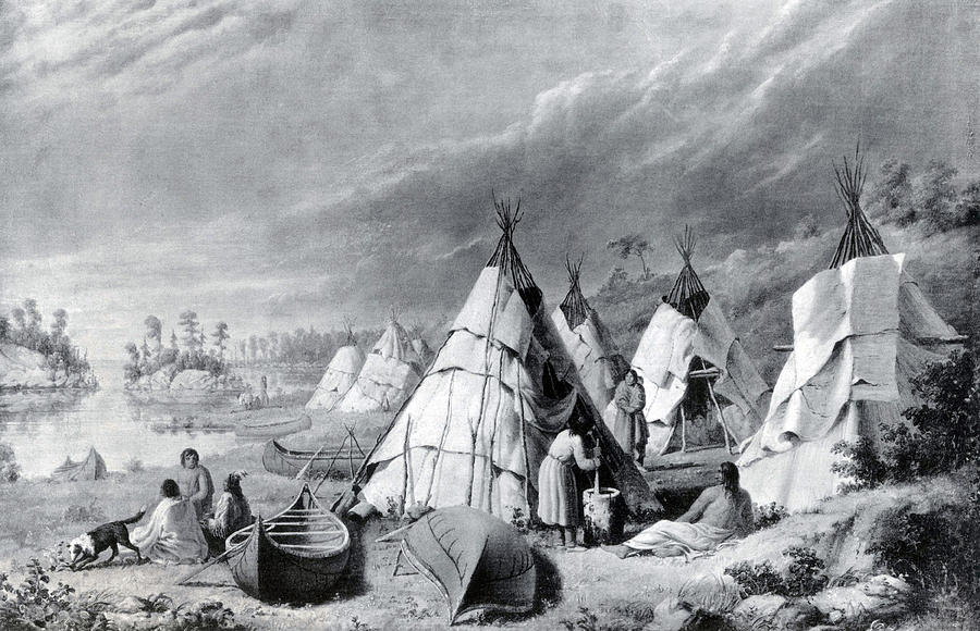 A Wyandot encampment in a marshy area